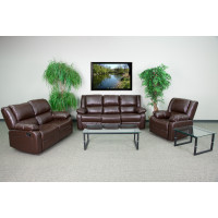 Flash Furniture BT-70597-RLS-SET-BN-GG Harmony Series Brown Leather Reclining Sofa Set 
